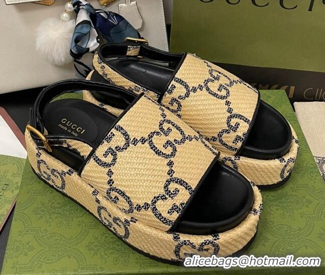 Duplicate Gucci GG Platform Sandal 5.5cm Beige/Black 070411