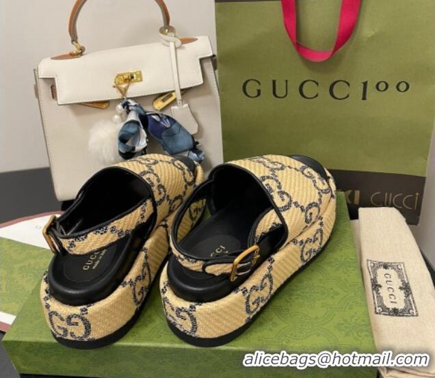 Duplicate Gucci GG Platform Sandal 5.5cm Beige/Black 070411