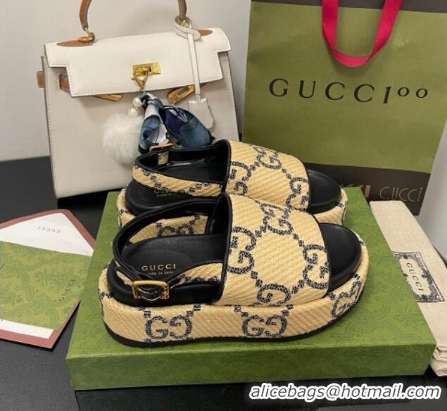 Duplicate Gucci GG Platform Sandal 5.5cm Beige/Black 070411