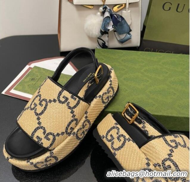 Duplicate Gucci GG Platform Sandal 5.5cm Beige/Black 070411