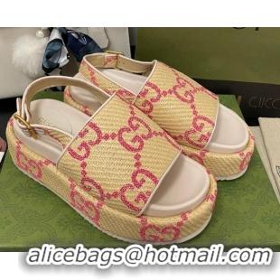 Sophisticated Gucci GG Platform Sandal 5.5cm Beige/Pink 070413