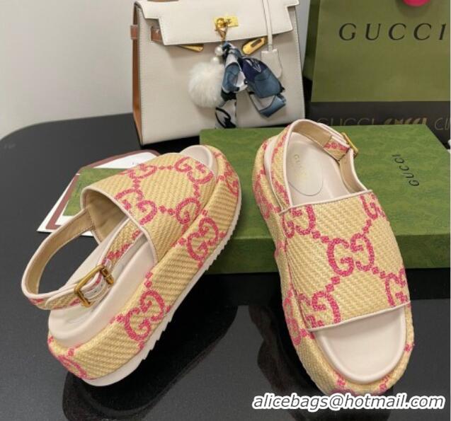 Sophisticated Gucci GG Platform Sandal 5.5cm Beige/Pink 070413