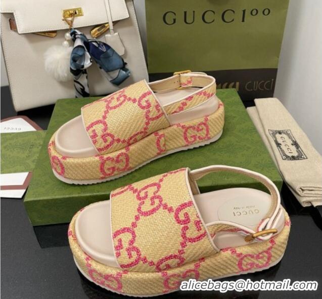 Sophisticated Gucci GG Platform Sandal 5.5cm Beige/Pink 070413