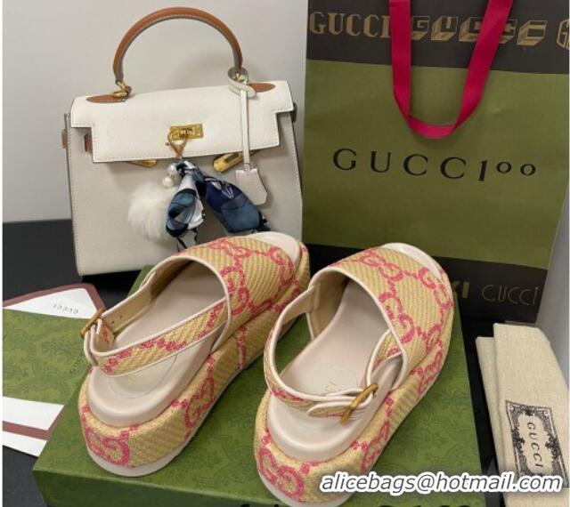 Sophisticated Gucci GG Platform Sandal 5.5cm Beige/Pink 070413