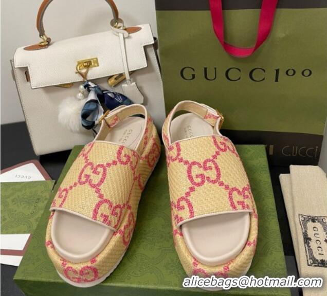 Sophisticated Gucci GG Platform Sandal 5.5cm Beige/Pink 070413