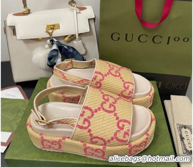 Sophisticated Gucci GG Platform Sandal 5.5cm Beige/Pink 070413