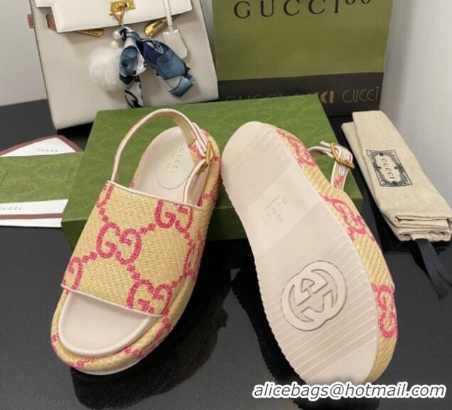 Sophisticated Gucci GG Platform Sandal 5.5cm Beige/Pink 070413