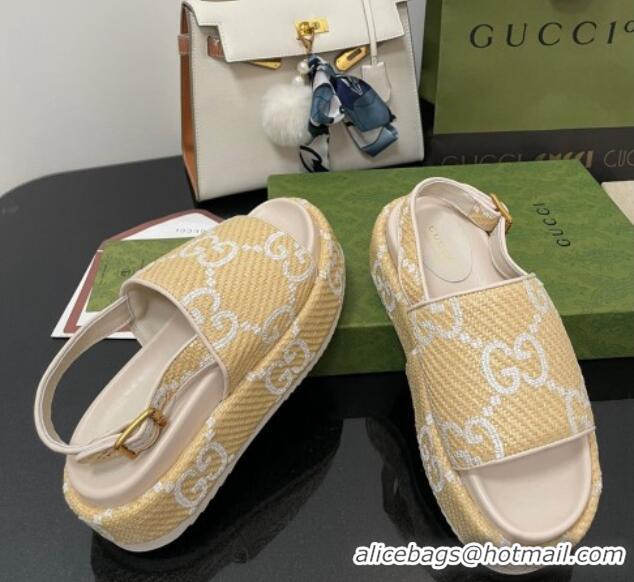 Trendy Design Gucci GG Platform Sandal 5.5cm Beige/White 070414