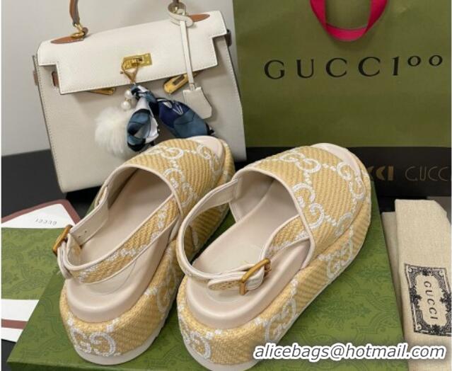 Trendy Design Gucci GG Platform Sandal 5.5cm Beige/White 070414