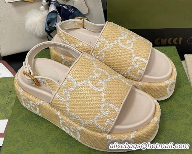 Trendy Design Gucci GG Platform Sandal 5.5cm Beige/White 070414