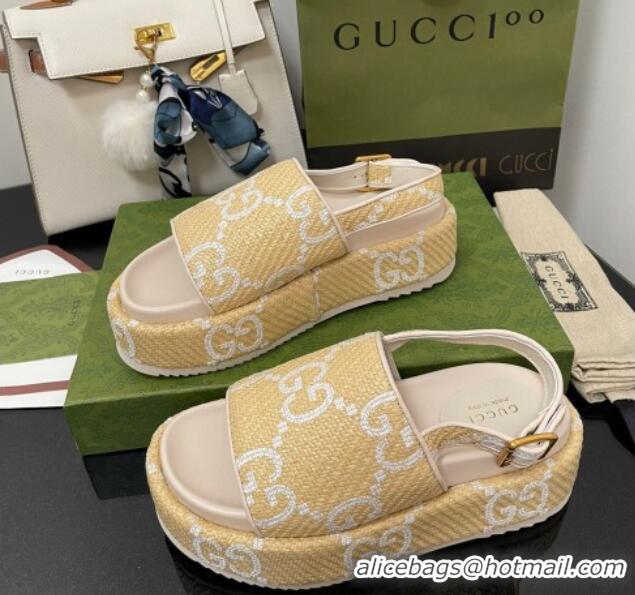 Trendy Design Gucci GG Platform Sandal 5.5cm Beige/White 070414