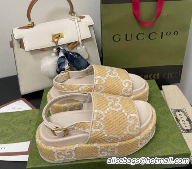 Trendy Design Gucci GG Platform Sandal 5.5cm Beige/White 070414