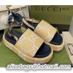 Charming Gucci GG Platform Sandal 5.5cm Beige/White 070415