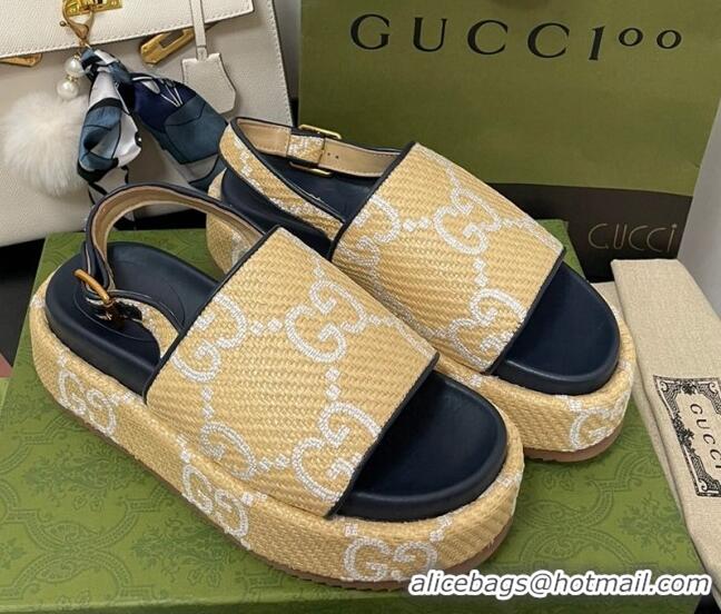 Charming Gucci GG Platform Sandal 5.5cm Beige/White 070415