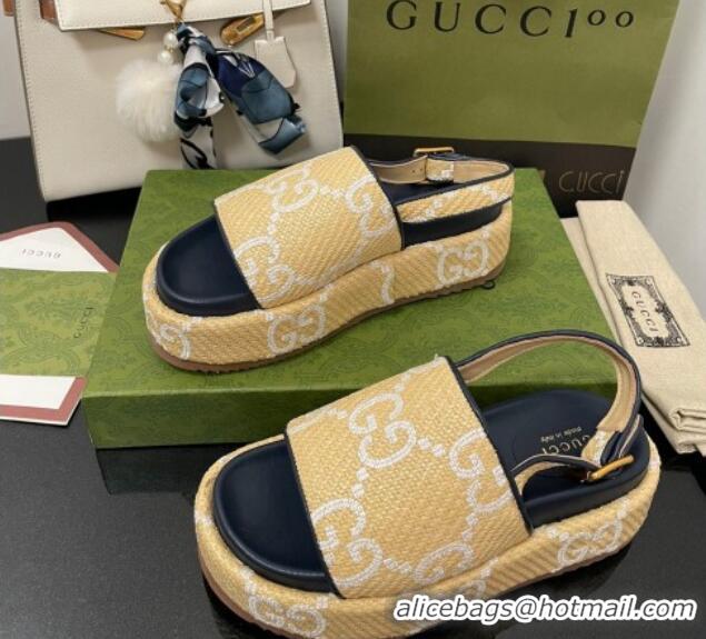 Charming Gucci GG Platform Sandal 5.5cm Beige/White 070415