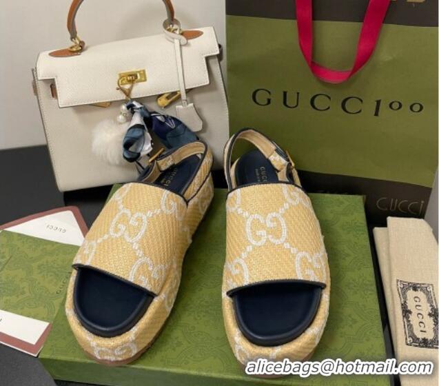 Charming Gucci GG Platform Sandal 5.5cm Beige/White 070415