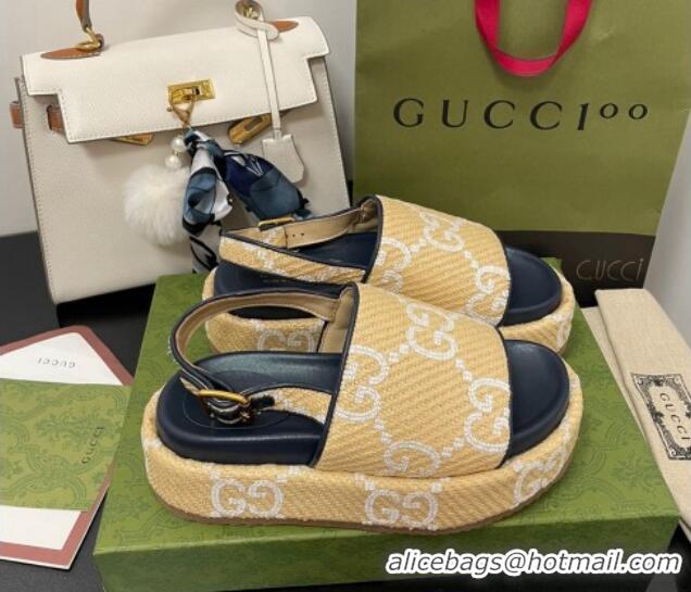 Charming Gucci GG Platform Sandal 5.5cm Beige/White 070415