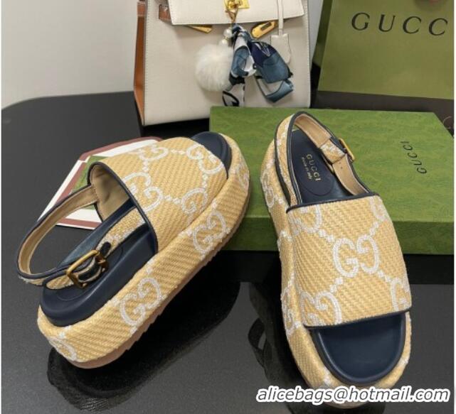 Charming Gucci GG Platform Sandal 5.5cm Beige/White 070415