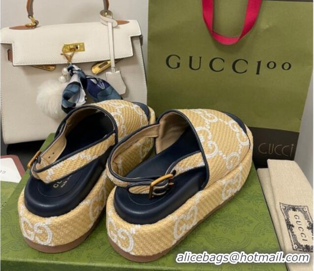 Charming Gucci GG Platform Sandal 5.5cm Beige/White 070415