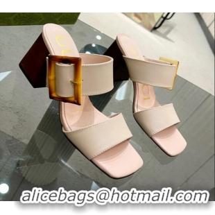 Low Cost Gucci Suede Sandals 7cm with Bamboo Buckle Nude 706130