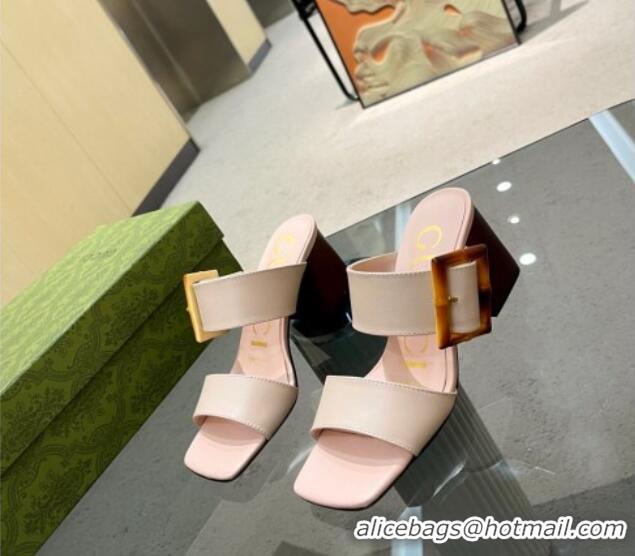 Low Cost Gucci Suede Sandals 7cm with Bamboo Buckle Nude 706130