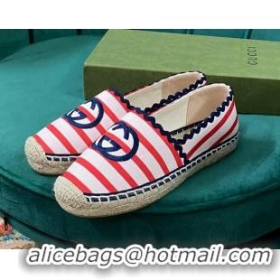 Sumptuous Gucci Striped Canvas Espadrilles White/Red/Blue 718100