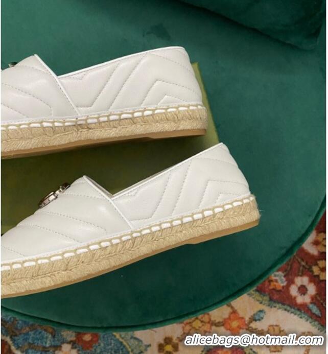 Grade Quality Gucci Chevron Leather Espadrilles White/Silver 0718101