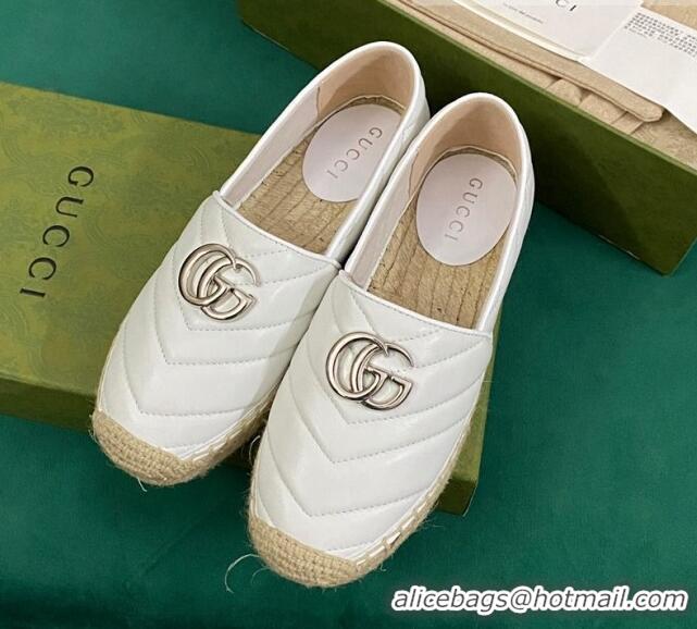 Grade Quality Gucci Chevron Leather Espadrilles White/Silver 0718101