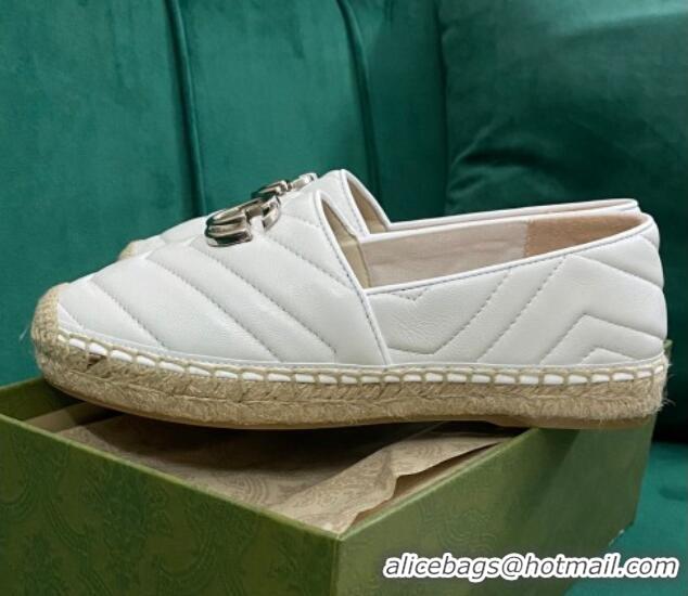 Grade Quality Gucci Chevron Leather Espadrilles White/Silver 0718101