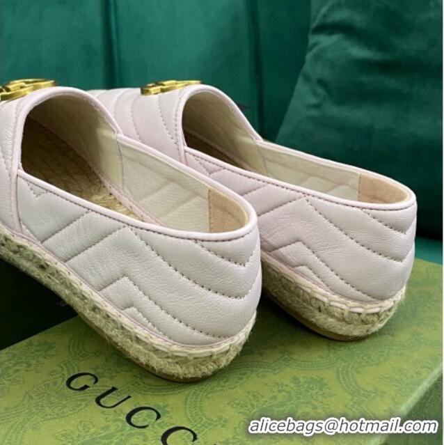 Lower Price Gucci Chevron Leather Espadrilles Pale Pink 718102