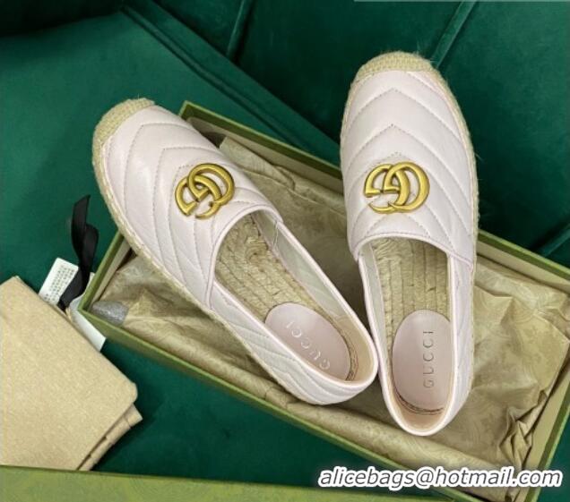 Lower Price Gucci Chevron Leather Espadrilles Pale Pink 718102