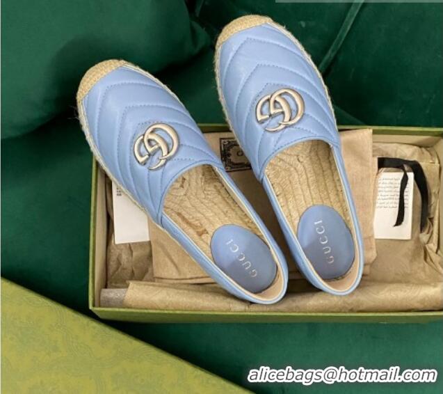 Trendy Design Gucci Chevron Leather Espadrilles Blue 718103