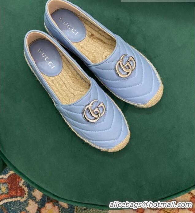 Trendy Design Gucci Chevron Leather Espadrilles Blue 718103