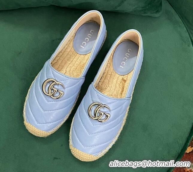 Trendy Design Gucci Chevron Leather Espadrilles Blue 718103