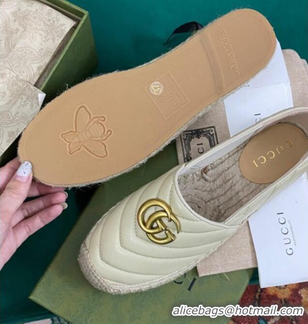 Charming Gucci Chevron Leather Espadrilles Cream White 718104