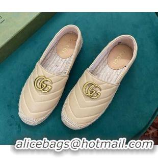 Discount Gucci Chevron Leather Espadrilles Beige 718105