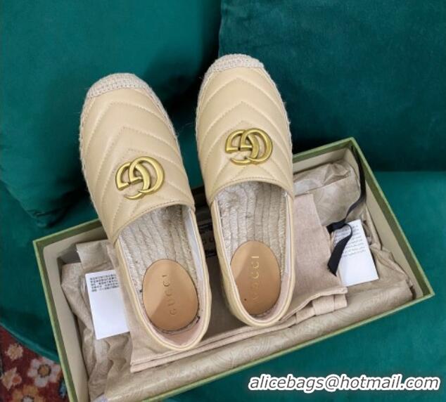 Discount Gucci Chevron Leather Espadrilles Beige 718105