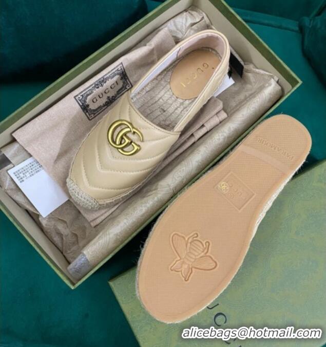 Discount Gucci Chevron Leather Espadrilles Beige 718105