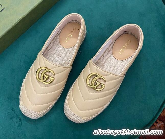 Discount Gucci Chevron Leather Espadrilles Beige 718105