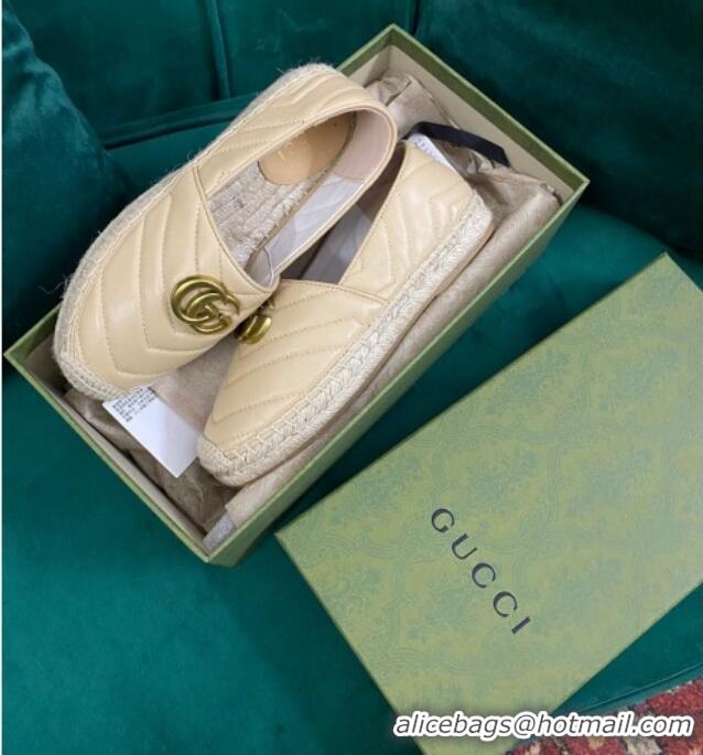 Discount Gucci Chevron Leather Espadrilles Beige 718105