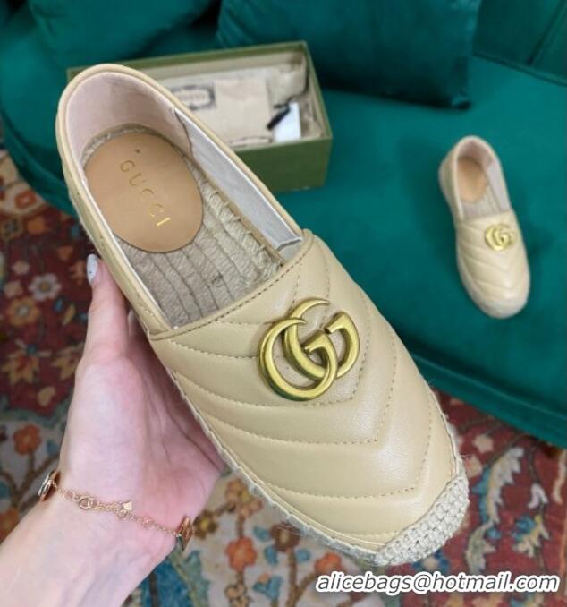 Discount Gucci Chevron Leather Espadrilles Beige 718105