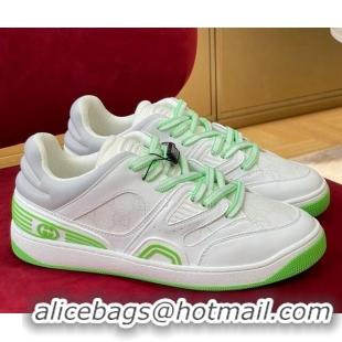 Luxury Gucci Basket Low-top Sneakers White/Green 718106