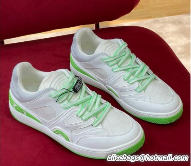 Luxury Gucci Basket Low-top Sneakers White/Green 718106