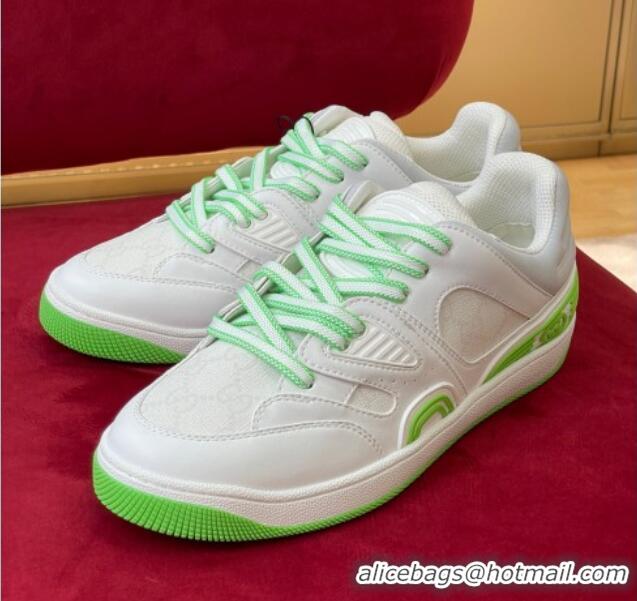 Luxury Gucci Basket Low-top Sneakers White/Green 718106