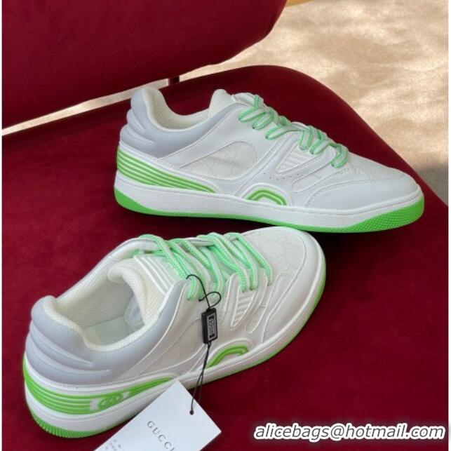 Luxury Gucci Basket Low-top Sneakers White/Green 718106