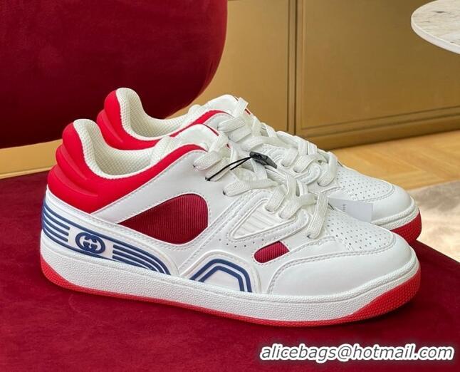 Low Price Gucci Basket Low-top Sneakers White/Red 718112