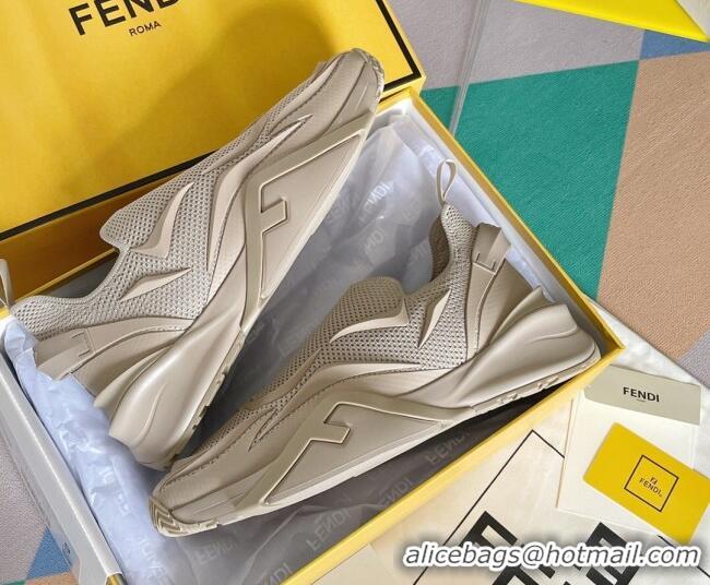 Stylish Fendi Flow Mesh Running Sneakers Beige 520117