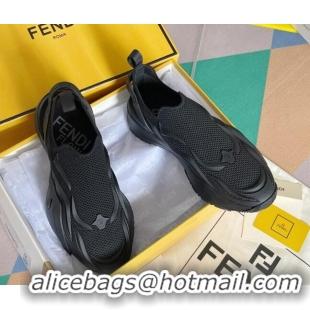 Top Design Fendi Flow Mesh Running Sneakers Black 520118