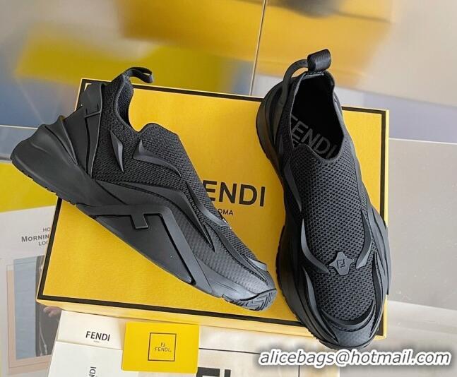 Top Design Fendi Flow Mesh Running Sneakers Black 520118