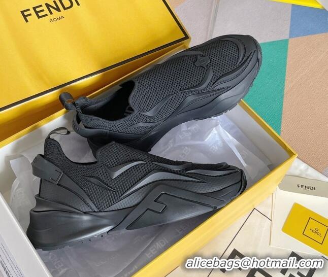 Top Design Fendi Flow Mesh Running Sneakers Black 520118